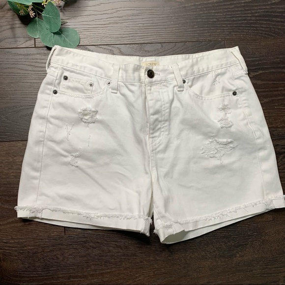 J. Crew Pants - J Crew White Ripped Jean Shorts
